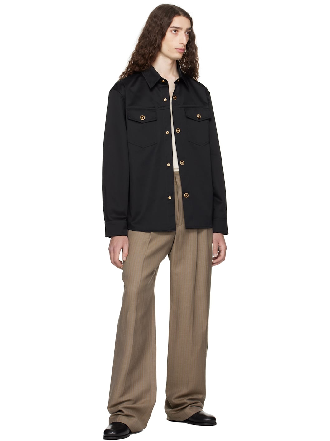 Black Gabardine Overshirt - 4