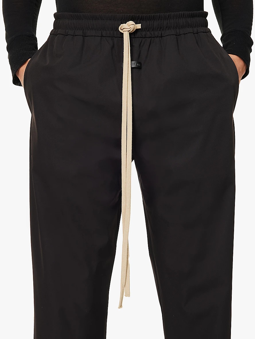 Straight-leg brand-patch stretch-woven trousers - 5