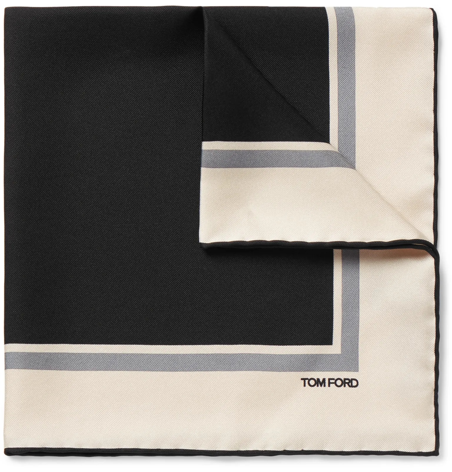 Contrast-Tipped Silk-Twill Pocket Square - 1