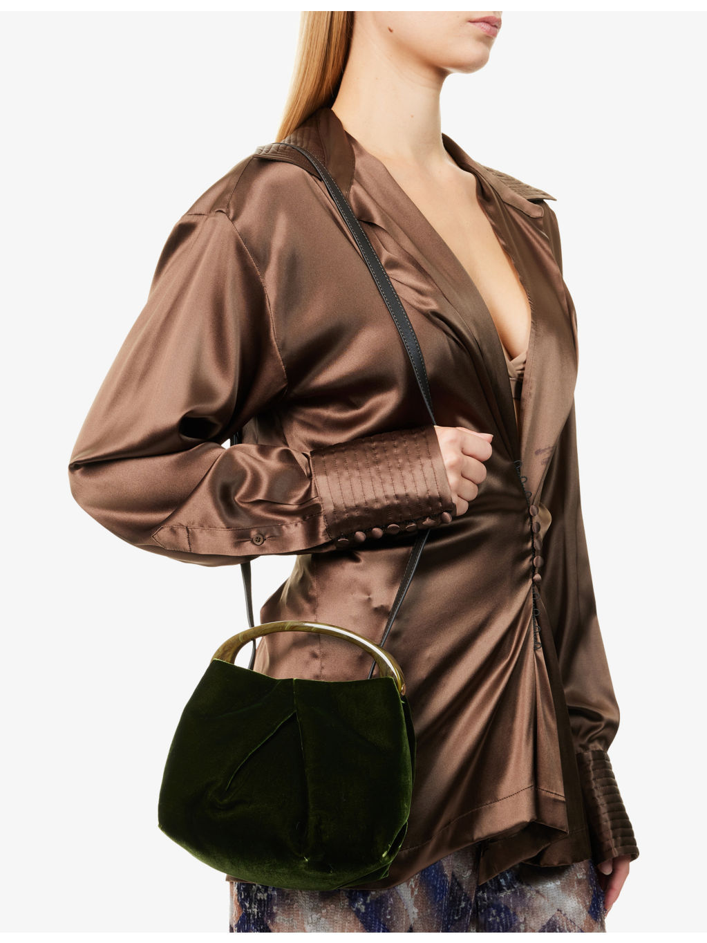 Small Cotton-Velvet Top-Handle Bag - 3