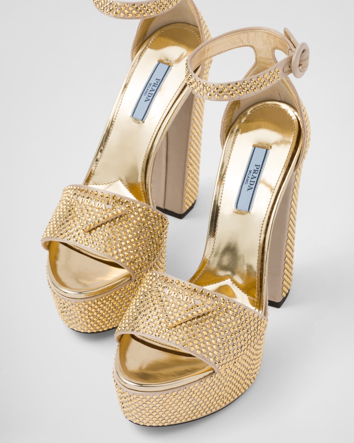 Satin platform sandals with crystals - 6