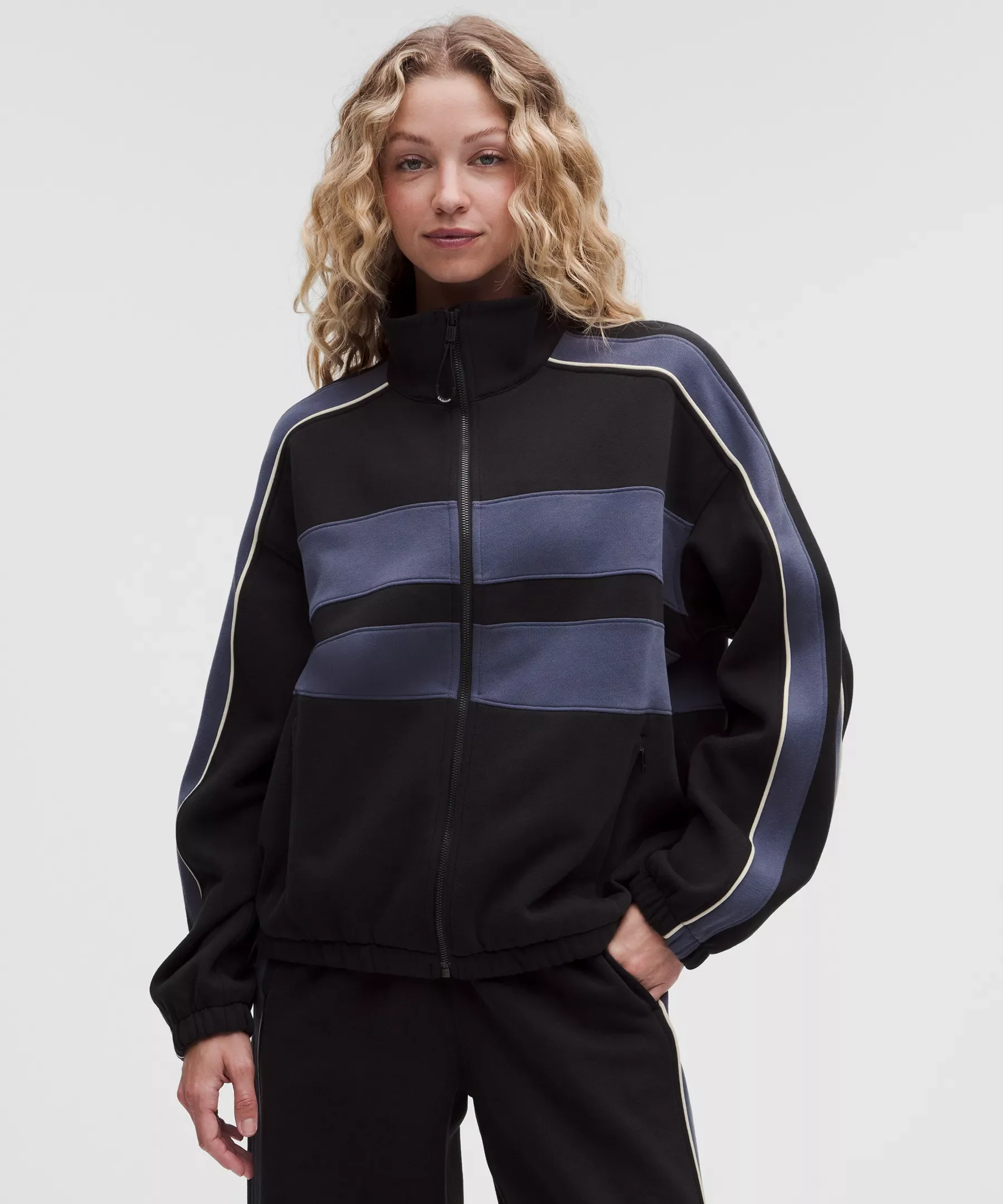 Women's Steady State Oversized Funnel Full Zip *Stripe - 1