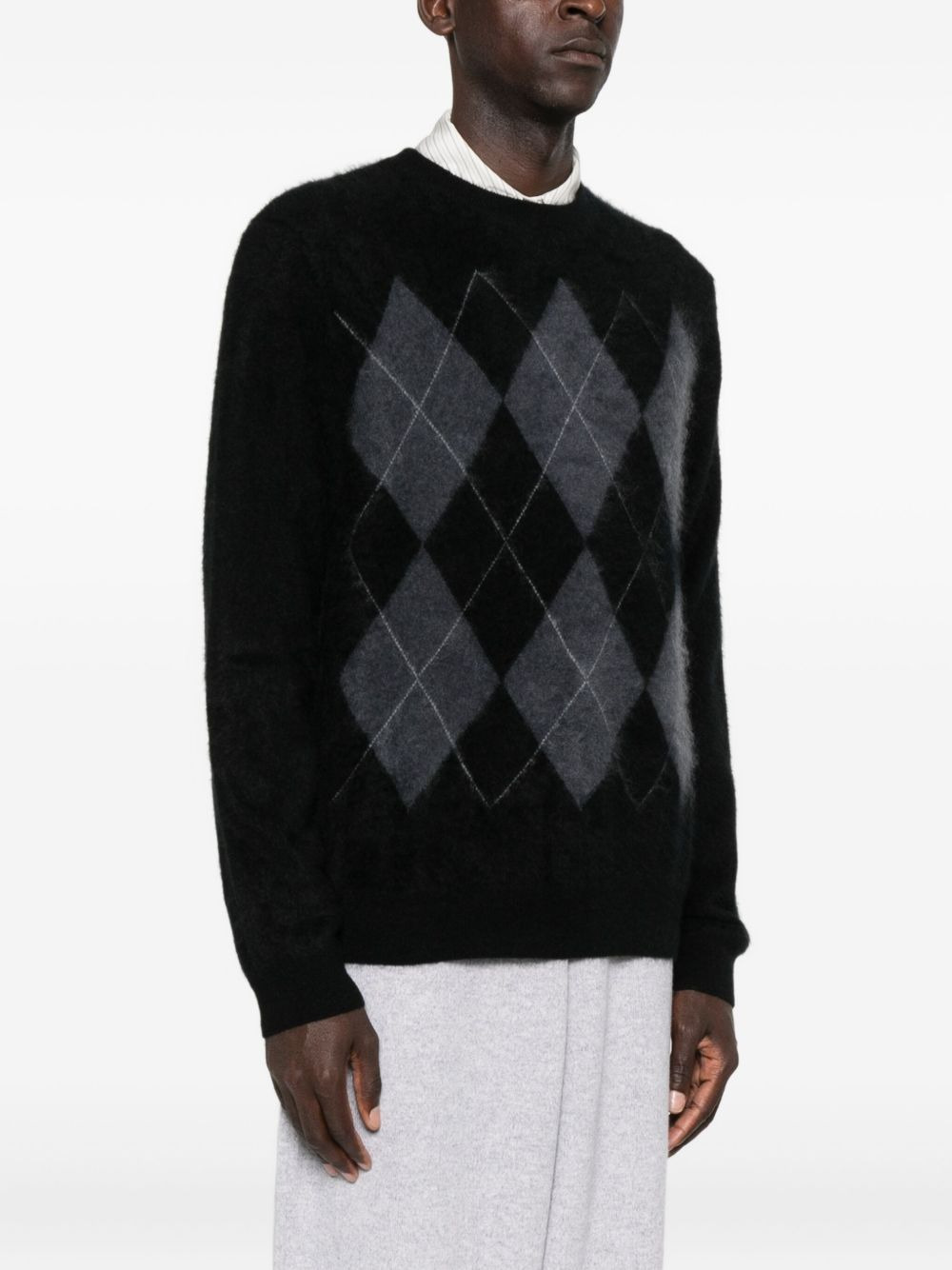 argyle brushed cashmere sweater - 3