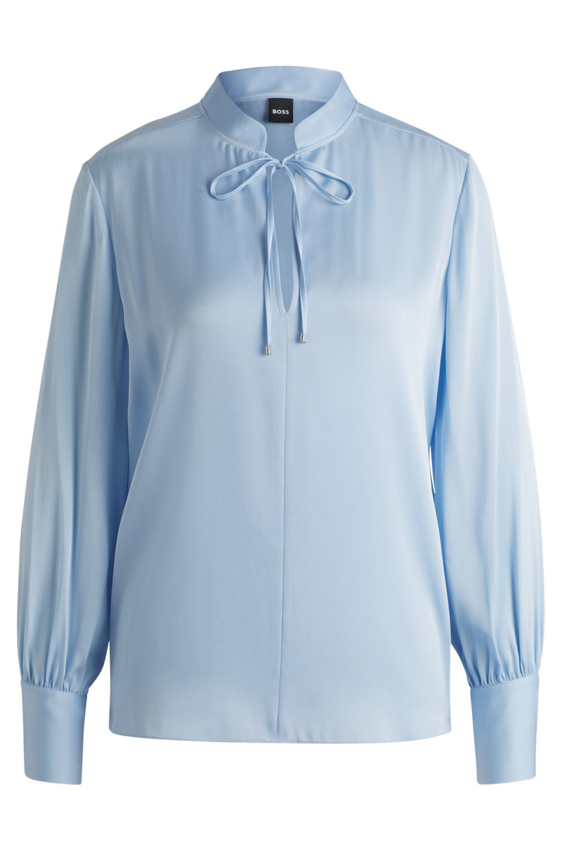 RELAXED-FIT BLOUSE IN STRETCH SILK WITH KEYHOLE NECKLINE 1