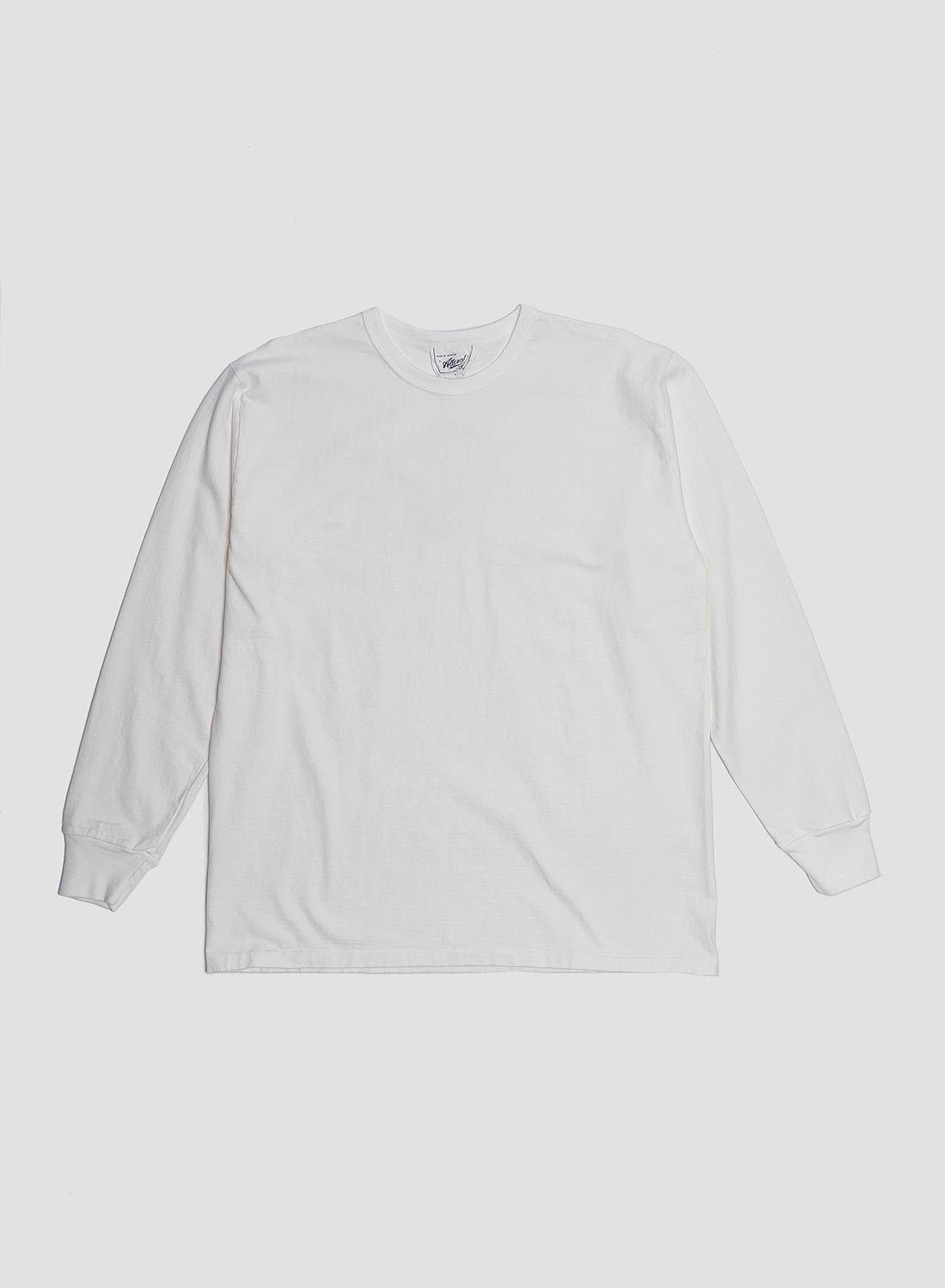 Allevol Heavy Duty Crew Neck Long Sleeve T-Shirt in White - 1