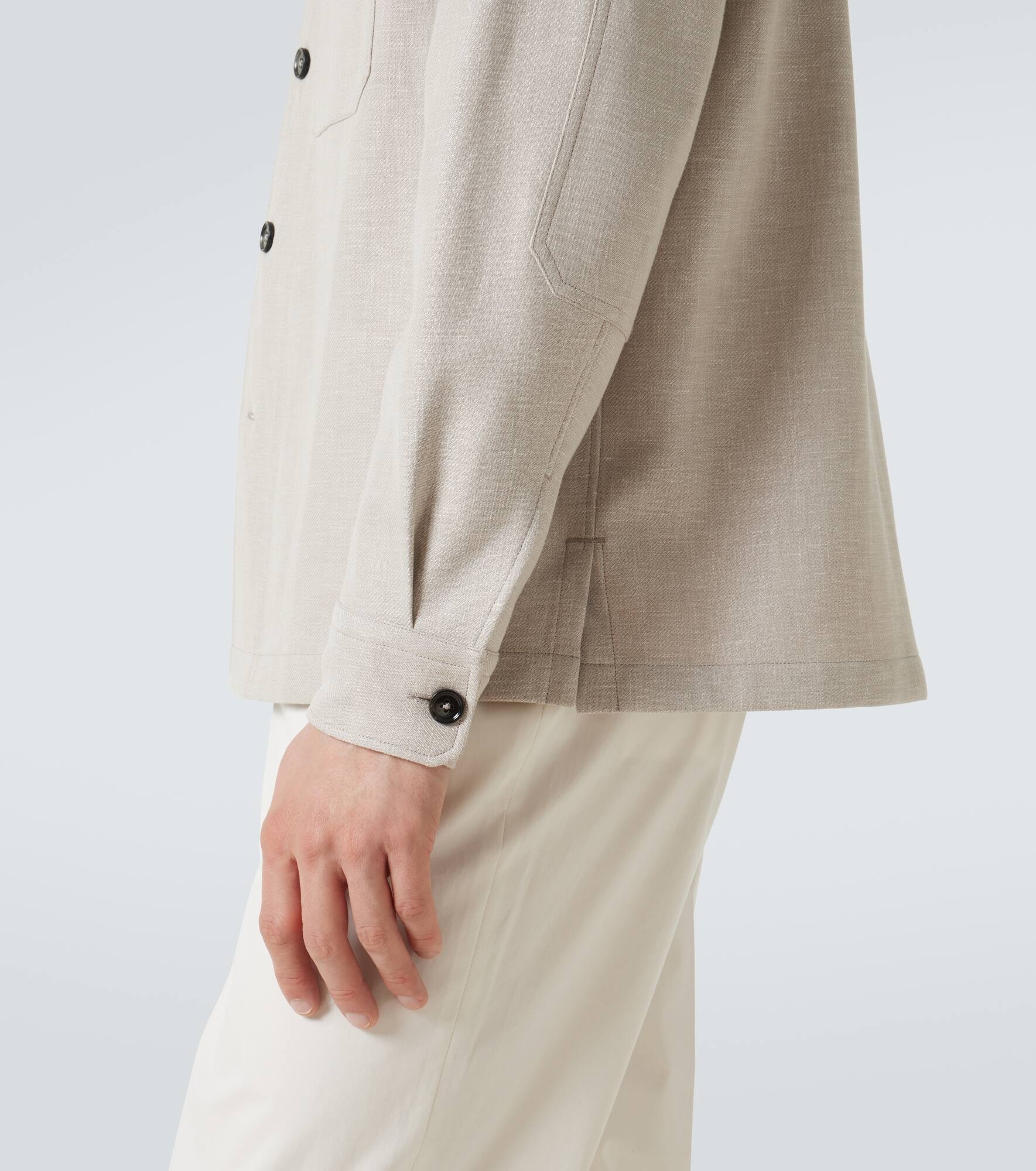 Linen, wool, and silk-blend overshirt - 8