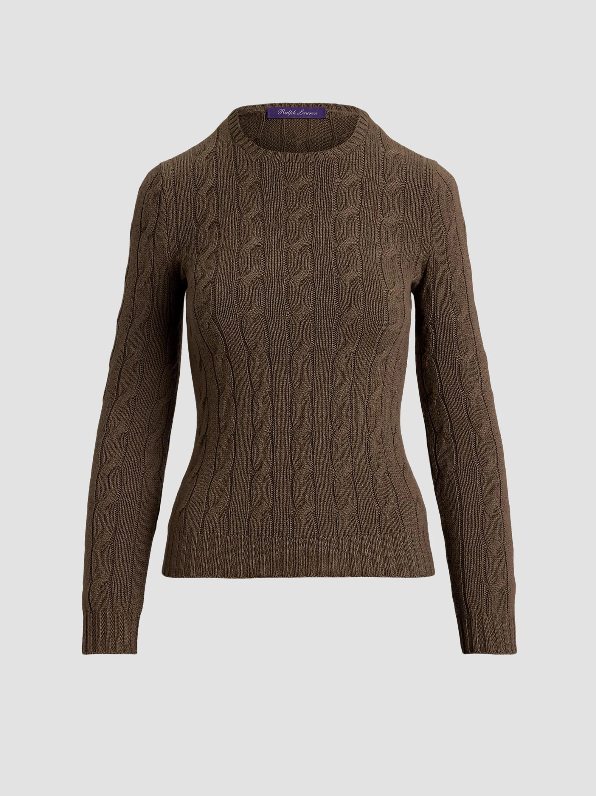 Women's Cable-Knit Stretch Silk Sweater - Portobello - 1