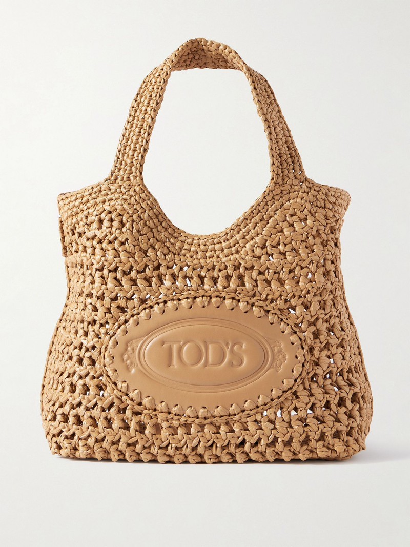 EBL mini embossed raffia tote Tan 1