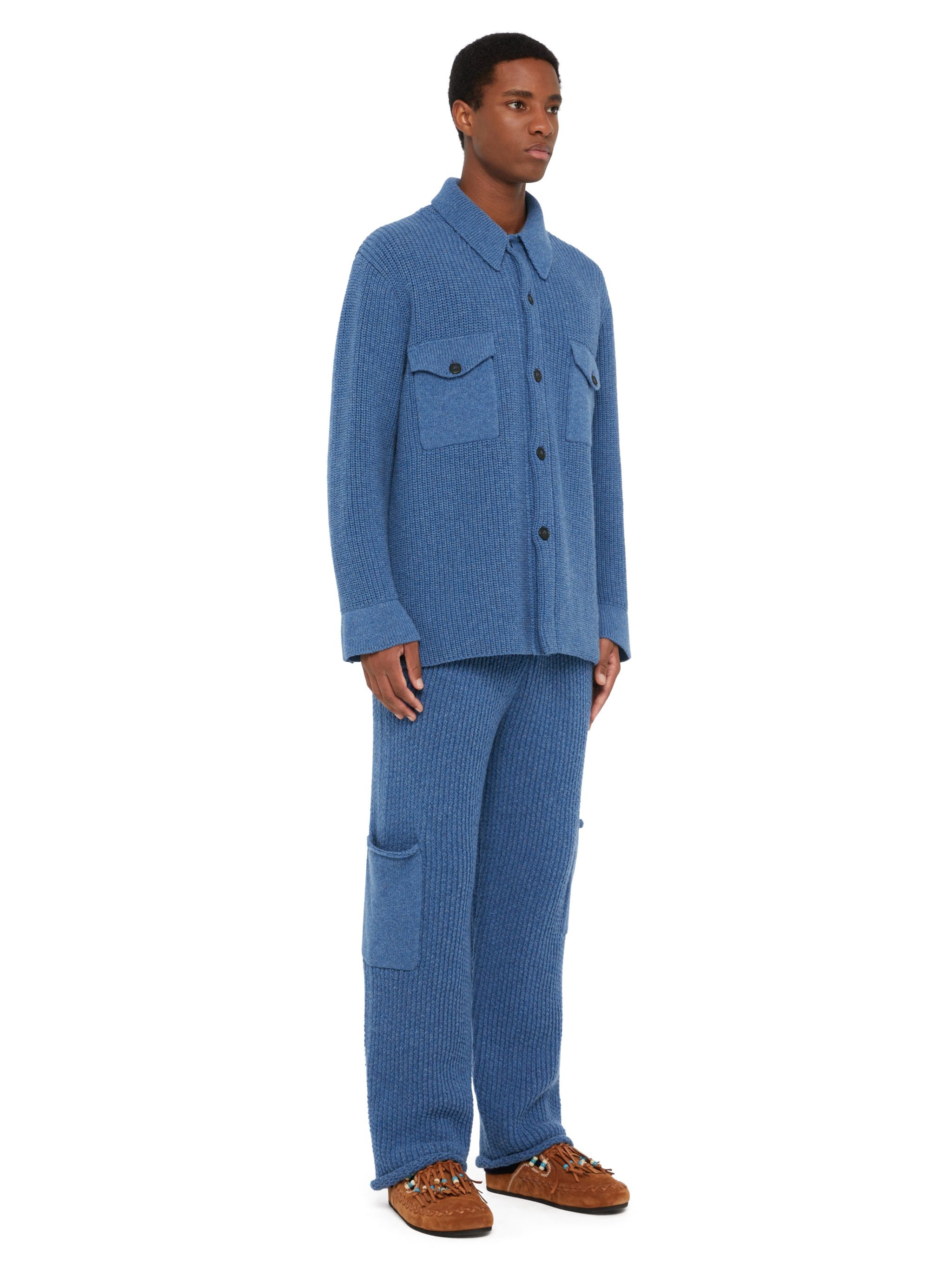 Knitted Ribbed “Denim” Overshirt - 5