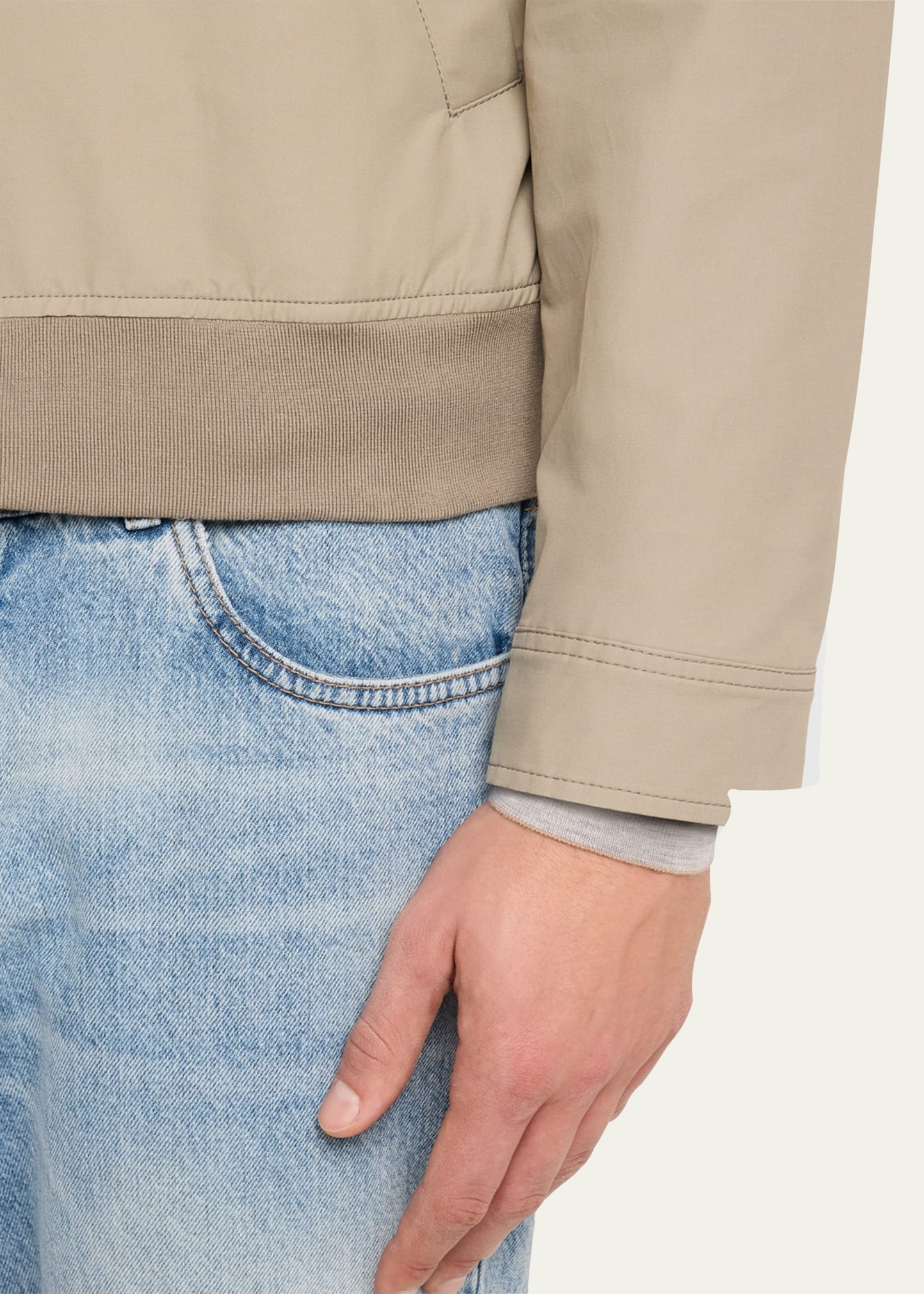 Men's Nylon Button-Front Bomber Jacket - 5