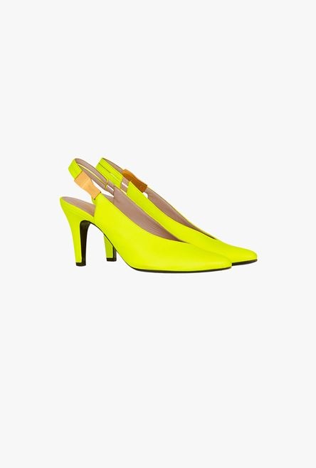 Neon yellow leather Tara pumps - 2