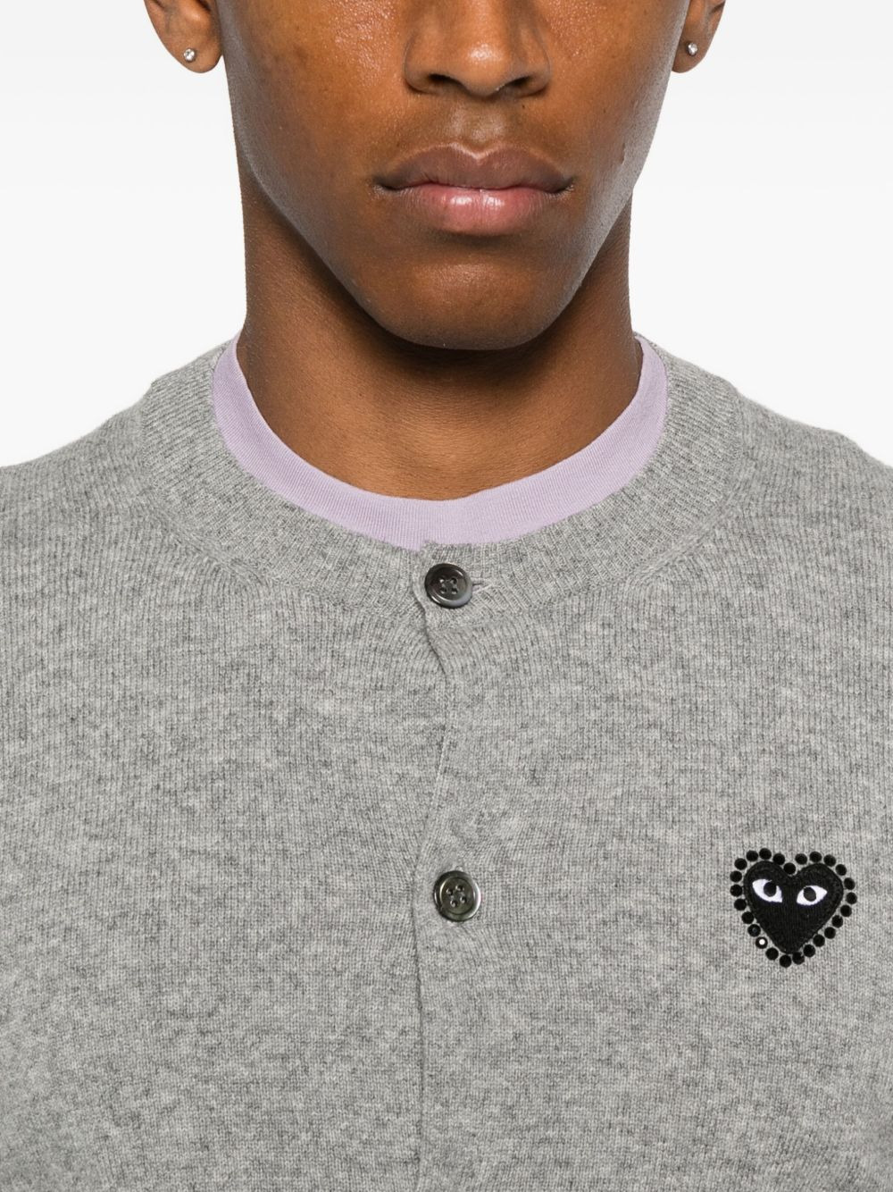 logo-patch cardigan - 5