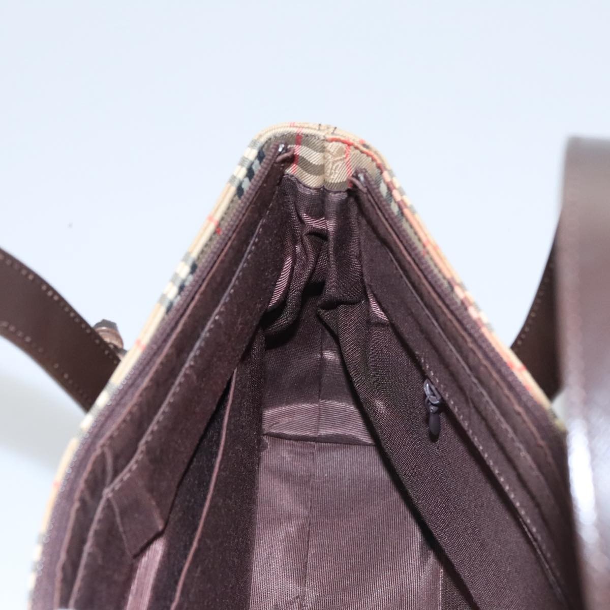 Burberry Nova Check Hand Bag Canvas Black Beige - 14