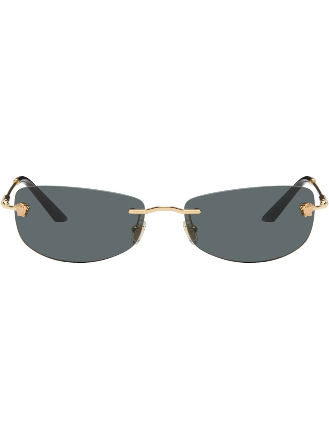 Gold Rimless Rectangle Medusa Sunglasses - 1