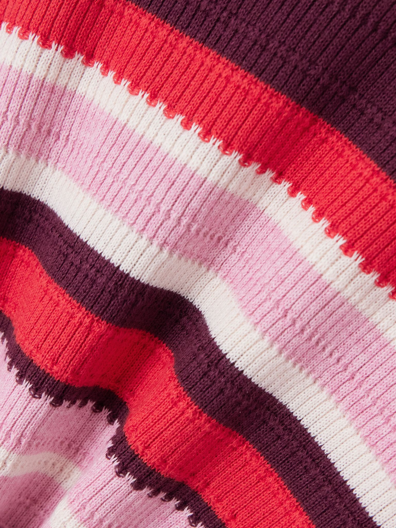 Striped ribbed cotton and cashmere-blend sweater Red - 4
