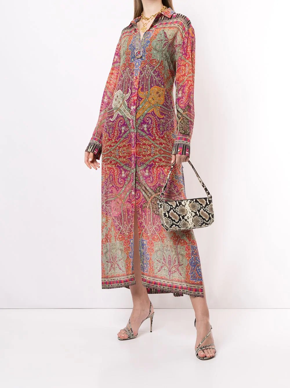 paisley print shirt dress - 2