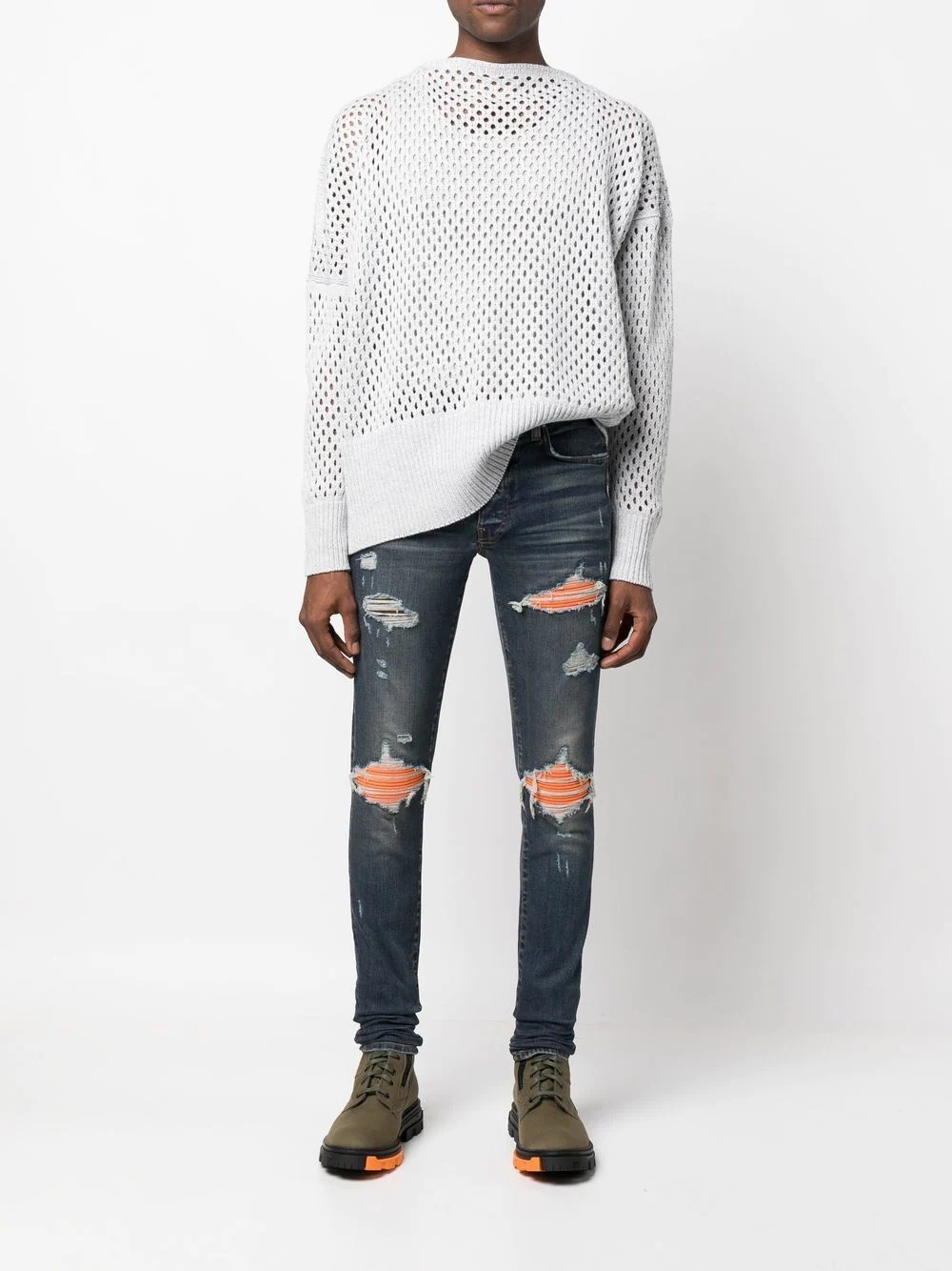 distressed panelled skinny jeans - 2