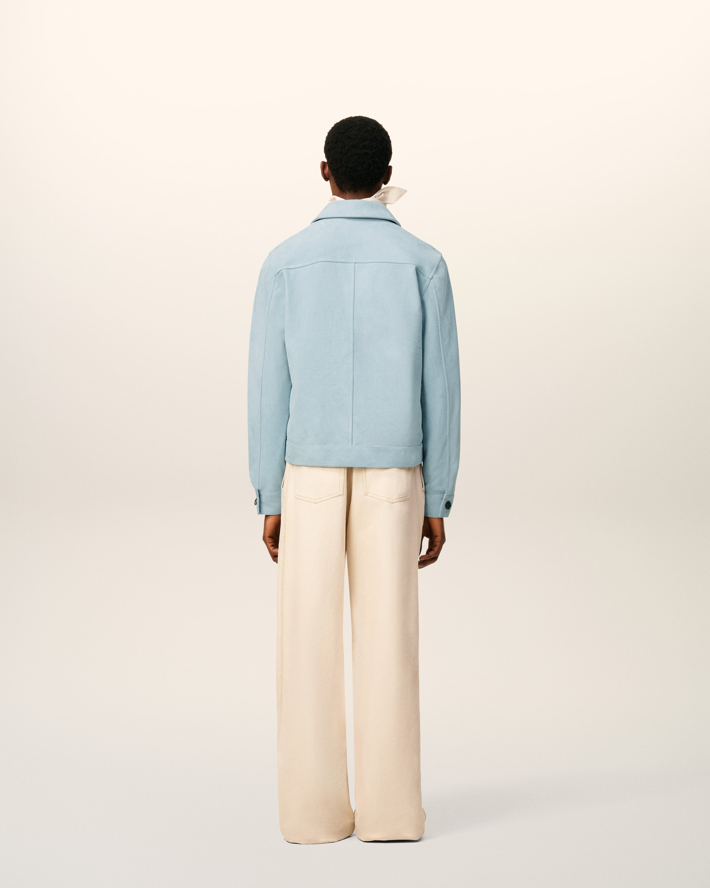 BLUE LEATHER BUTTONED AMI DE COEUR JACKET - 5
