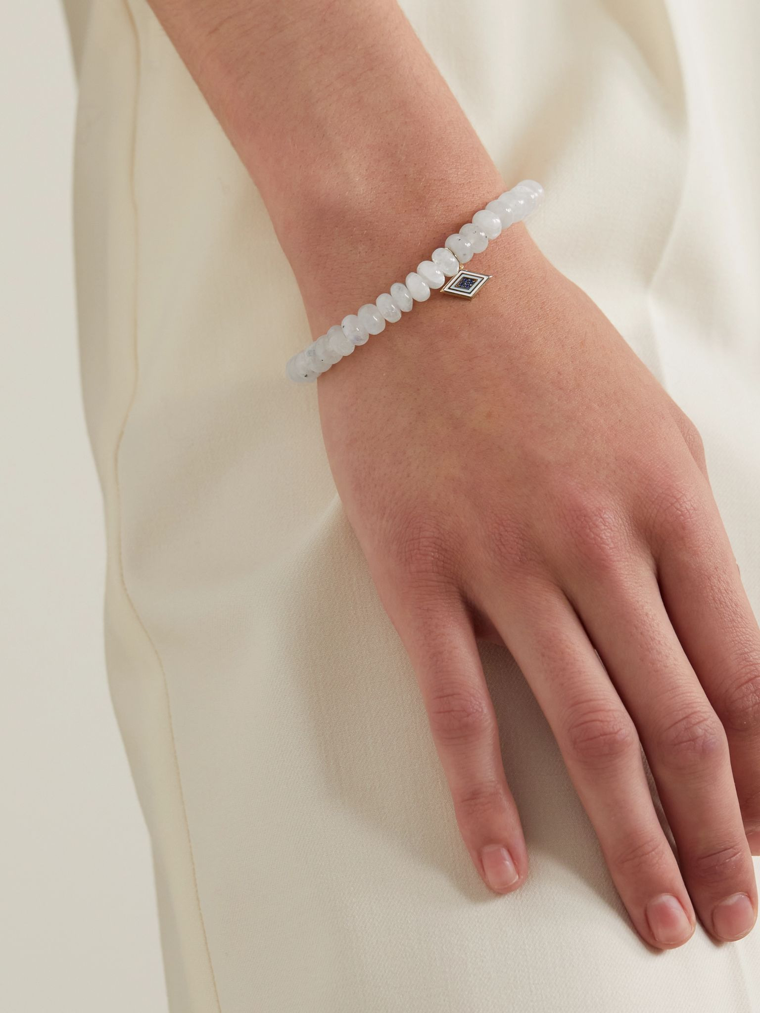 14-karat gold, enamel, moonstone and sapphire bracelet Gold - 2