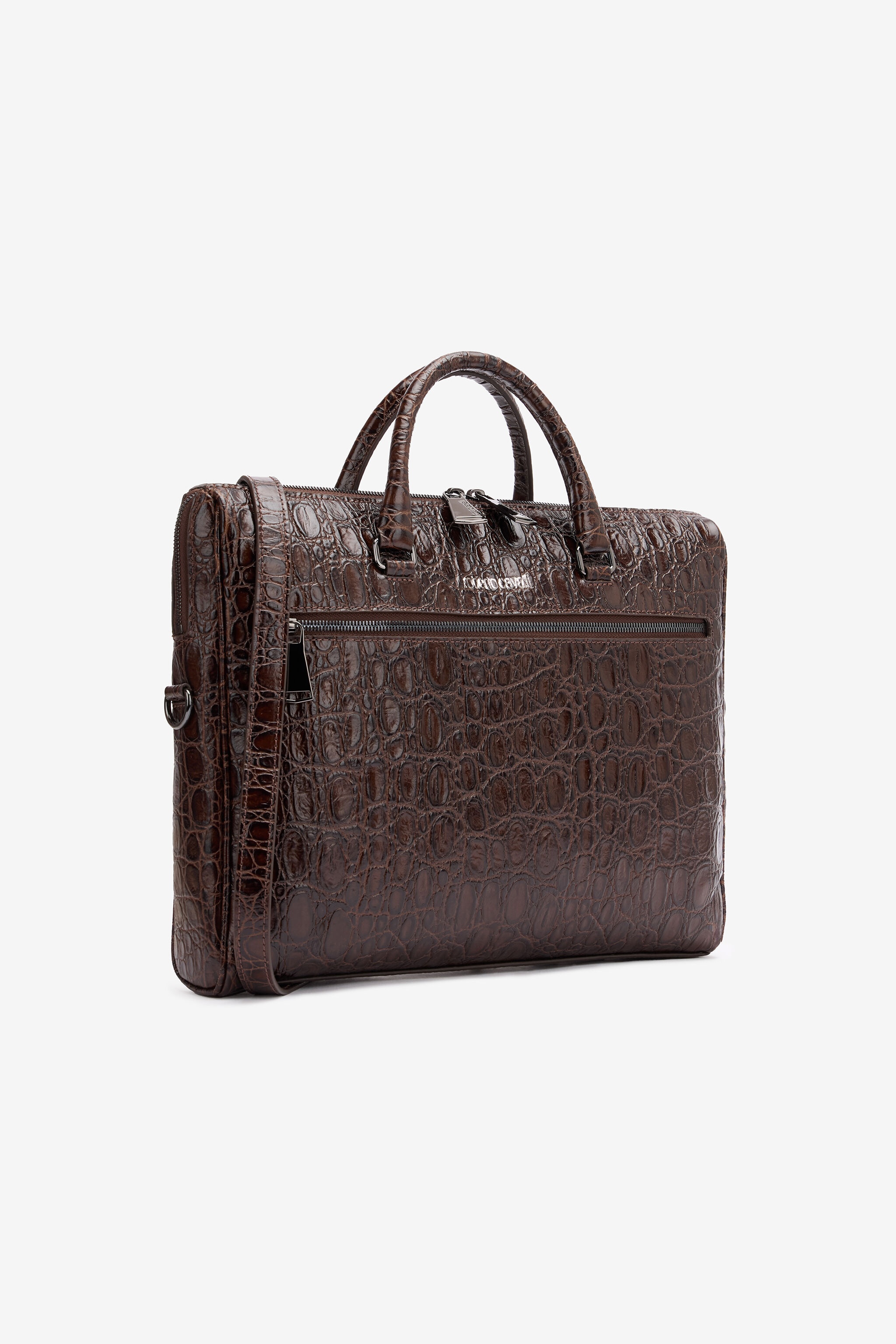 Crocodile-Print Document Bag - 5