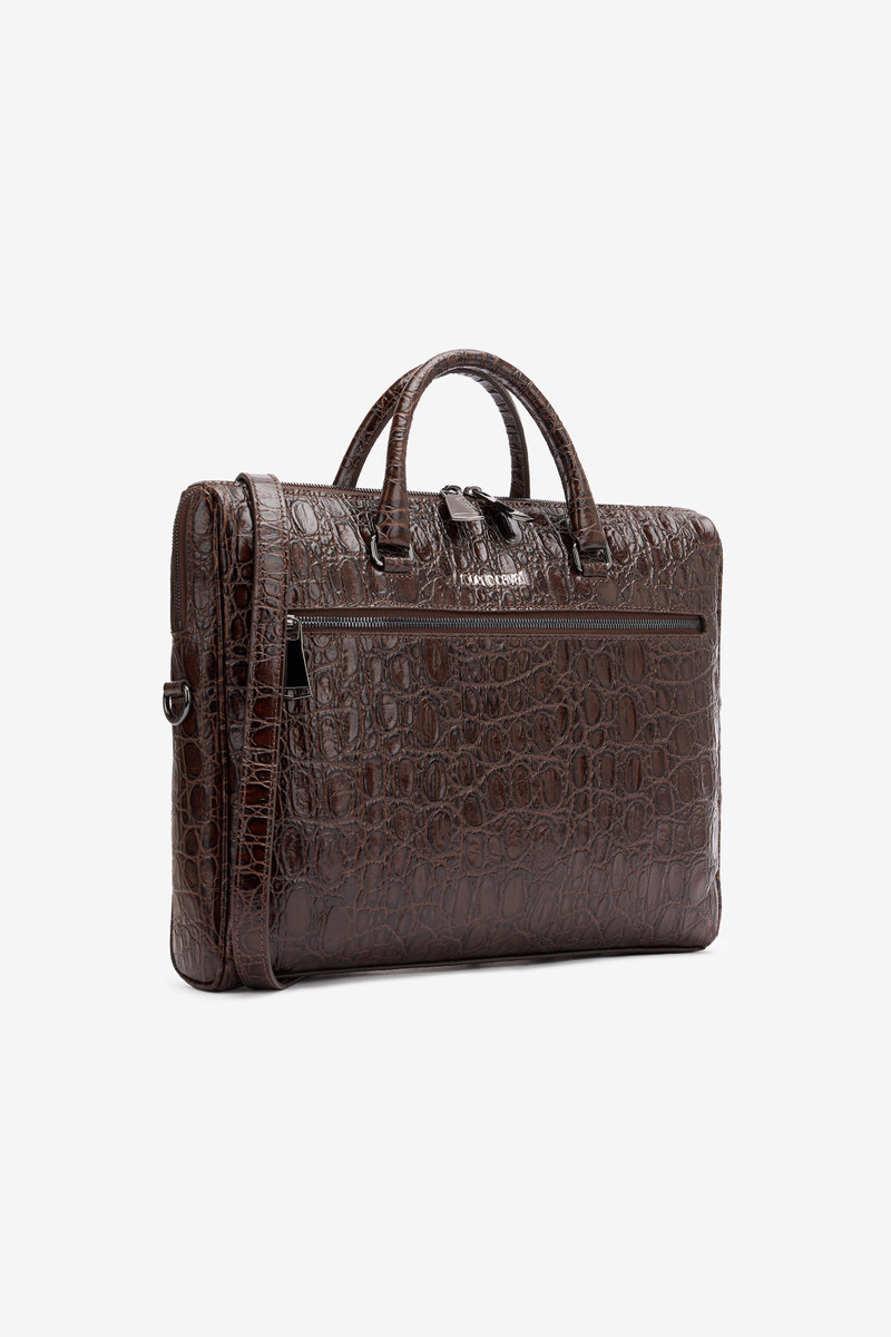Crocodile-Print Document Bag 5