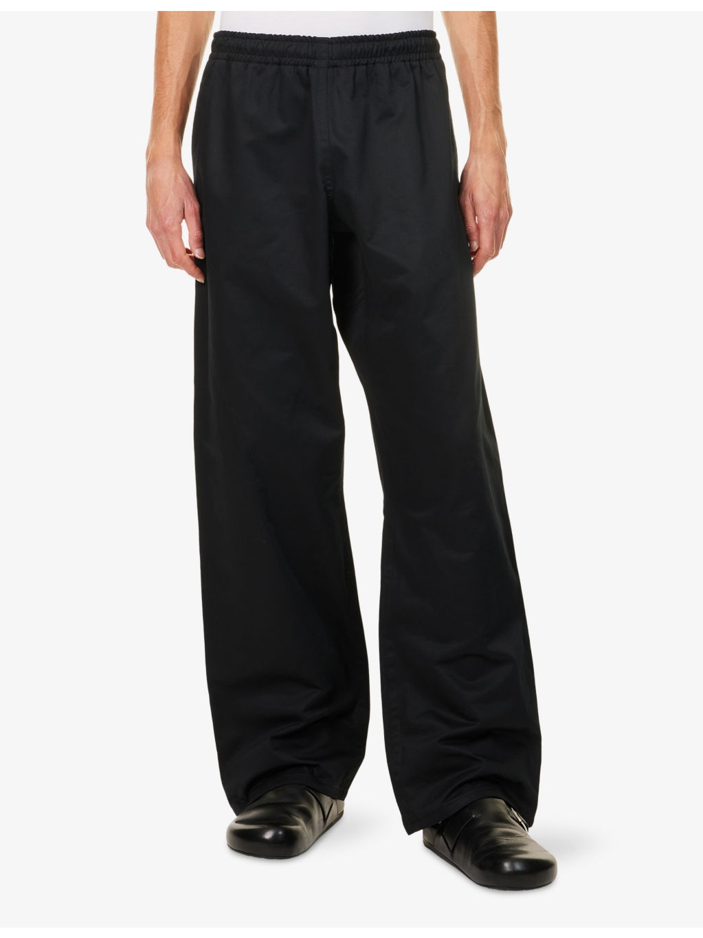 Logo-Patch Straight-Leg Cotton Trousers - 3