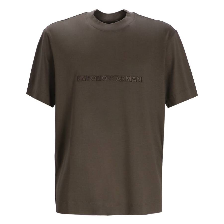 Emporio Armani Logo Embroidered Lyocell-Blend T-Shirt - 5