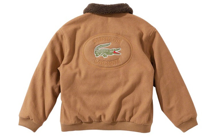 Supreme LACOSTE Wool Bomber Jacket 'Brown' SUP-FW19-533 - 2