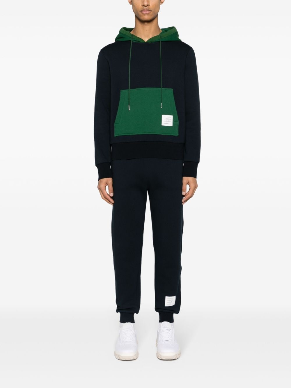 colour-block cotton hoodie - 2