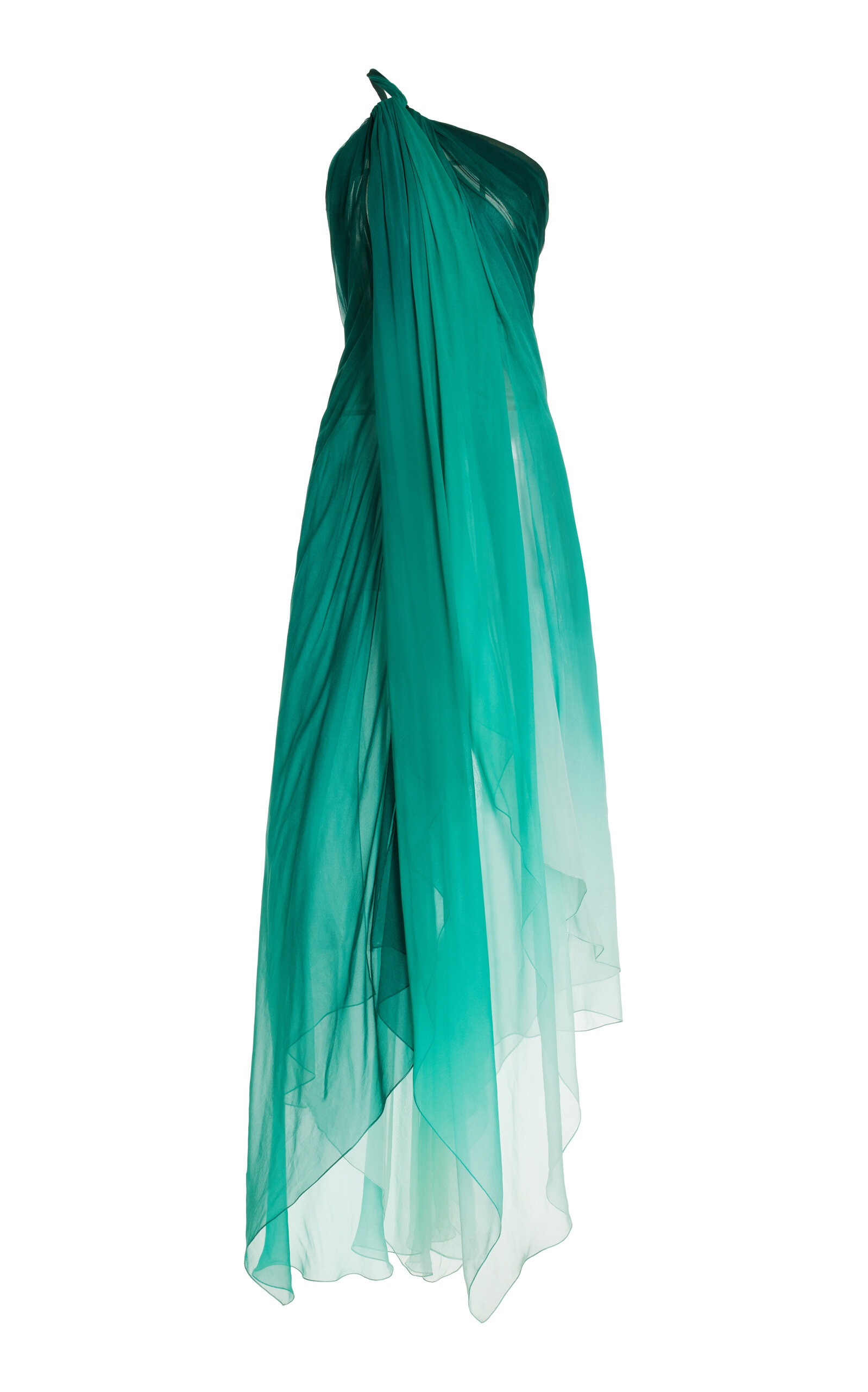 Degradé Silk-Chiffon Asymmetric Gown blue - 1