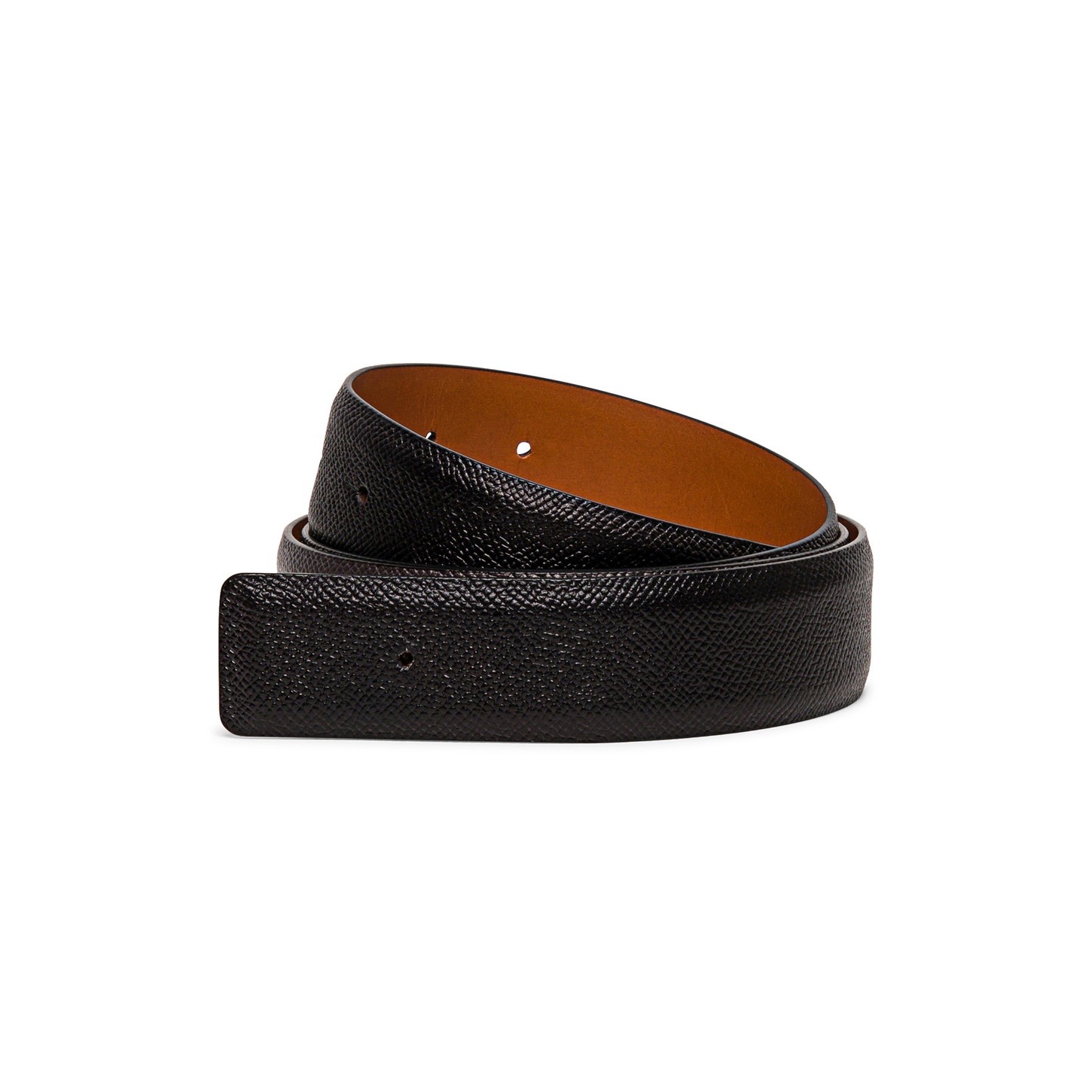 Black Saffiano leather belt strap - 1