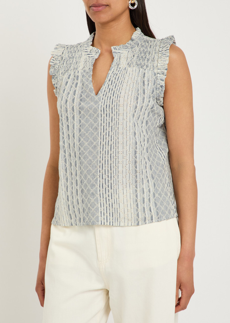 Rails Rails Arlene Embroidered Linen-blend top outlook