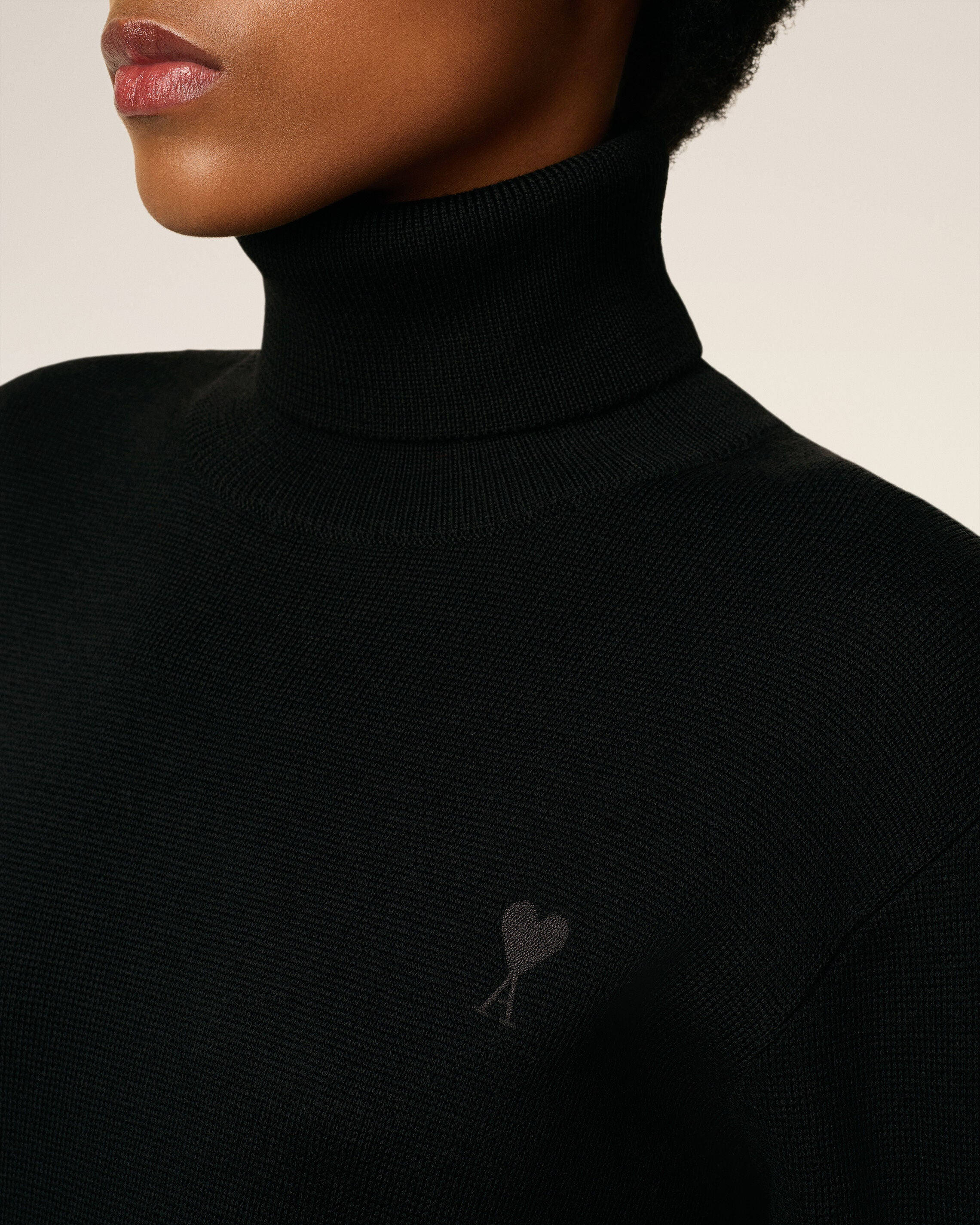 BLACK WOOL AMI DE COEUR TURTLE NECK SWEATER - 4