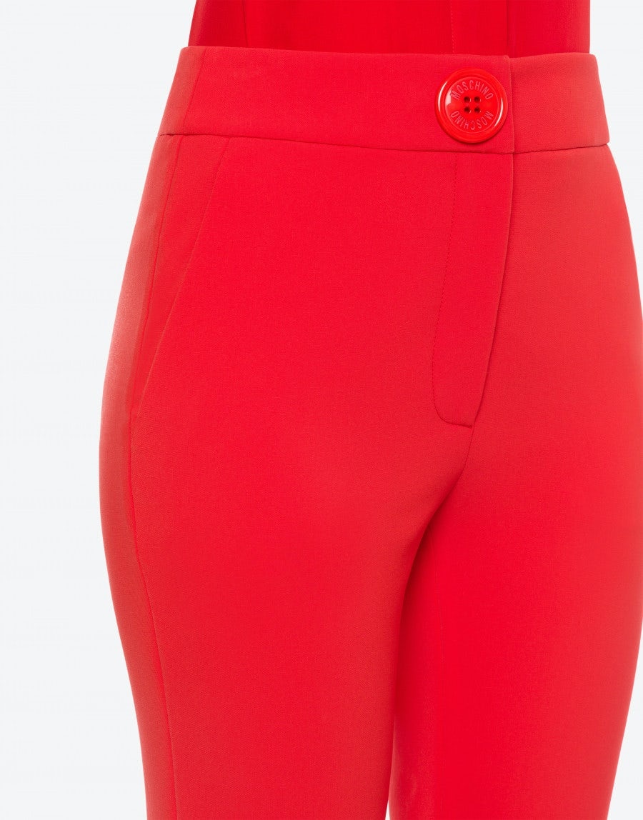 MOSCHINO BUTTON CRÊPE FLARED TROUSERS - 4
