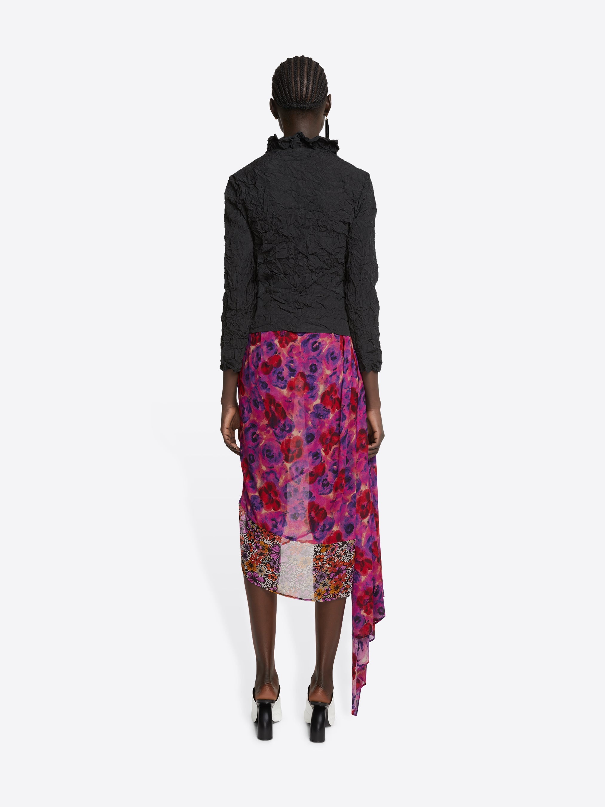FLORAL DRAPED SKIRT - 4