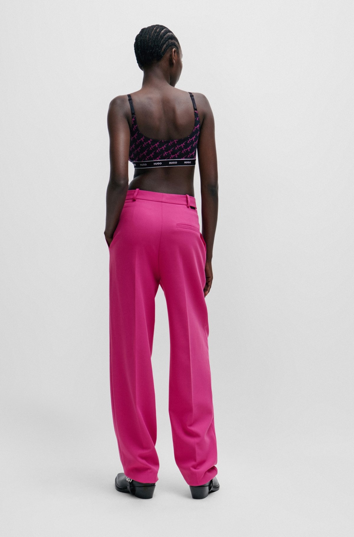 WIDE-LEG REGULAR-FIT TROUSERS WITH FRONT PLEATS - 4