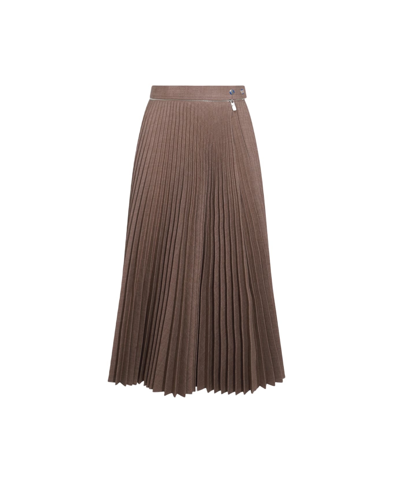 Brown Midi Wool Skirt - 1