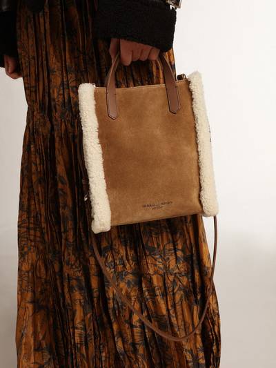 Golden Goose Mini California Bag in suede leather with shearling trim outlook