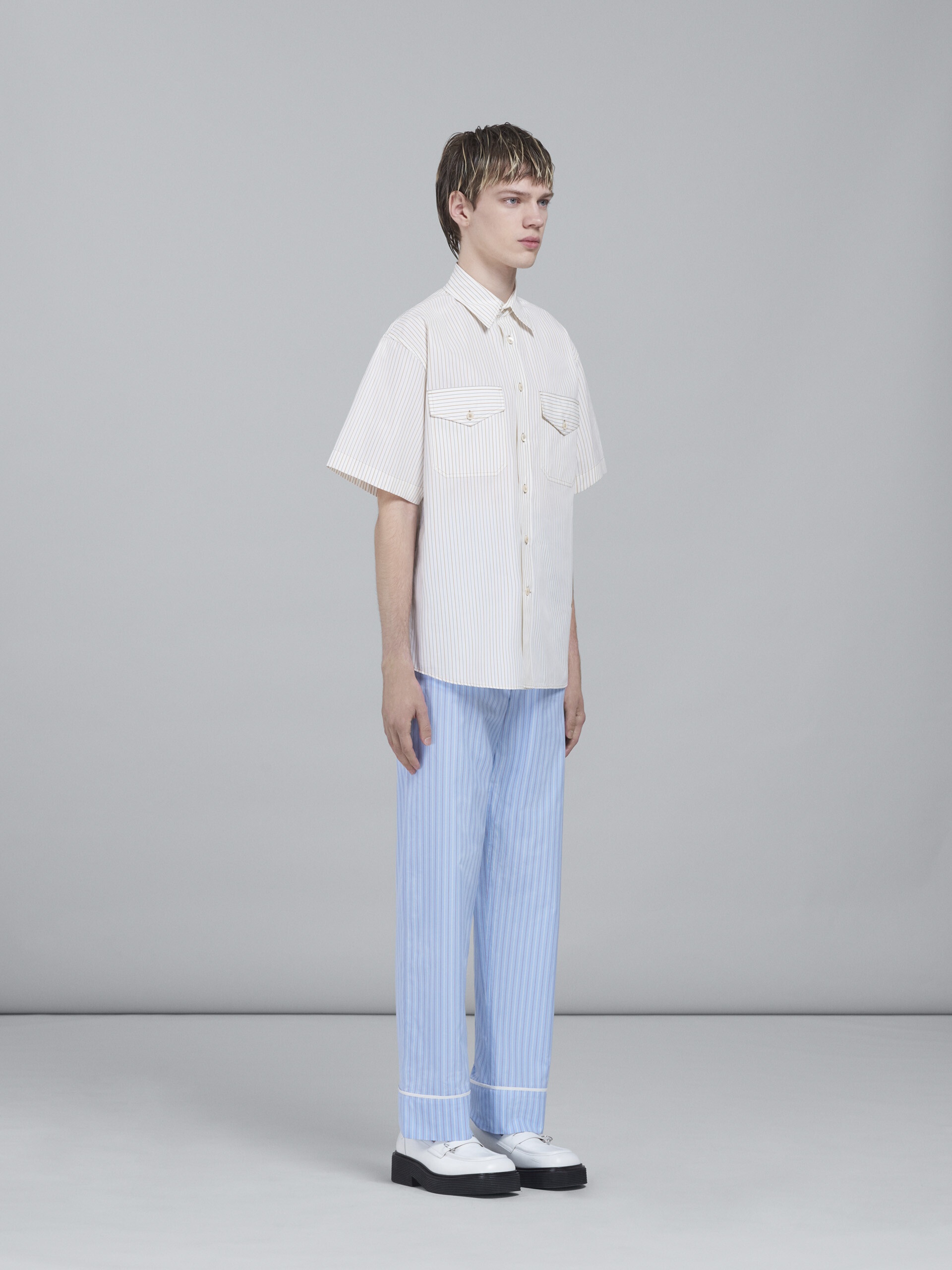 WHITE STRIPED POPLIN SHIRT - 5