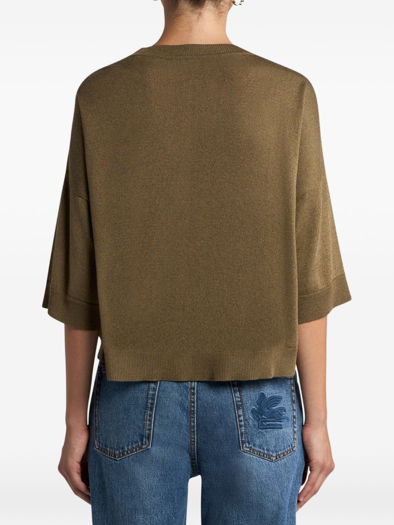 floral-print inserted knit top 3