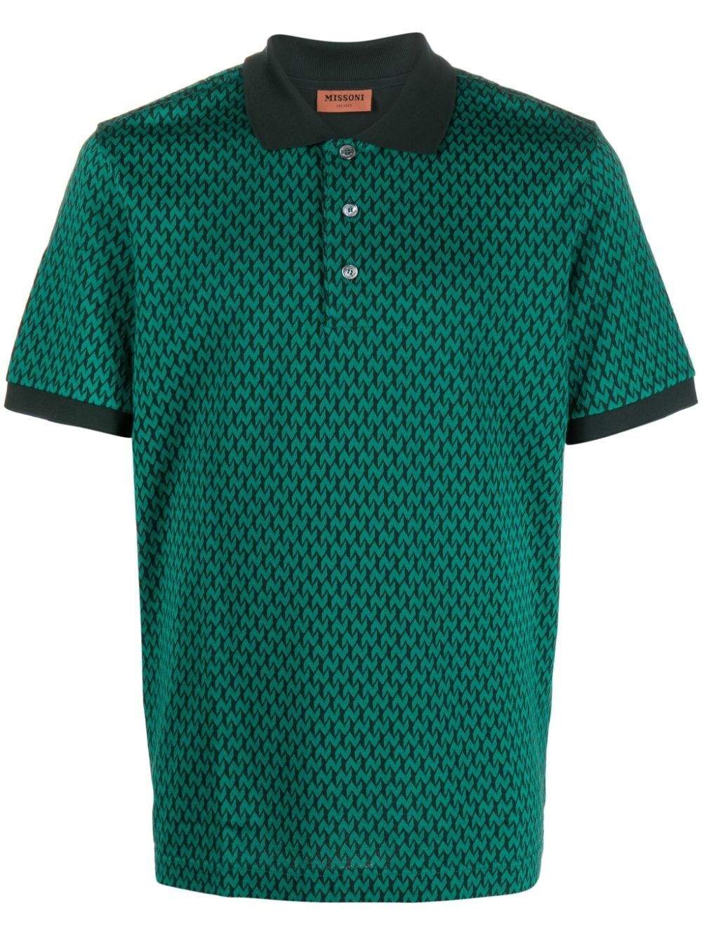 monogram-pattern cotton polo shirt - 1