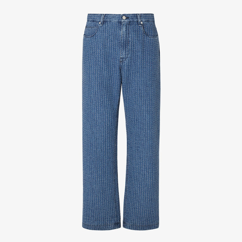 Long Jeans Indigo jeans with topstitching 1