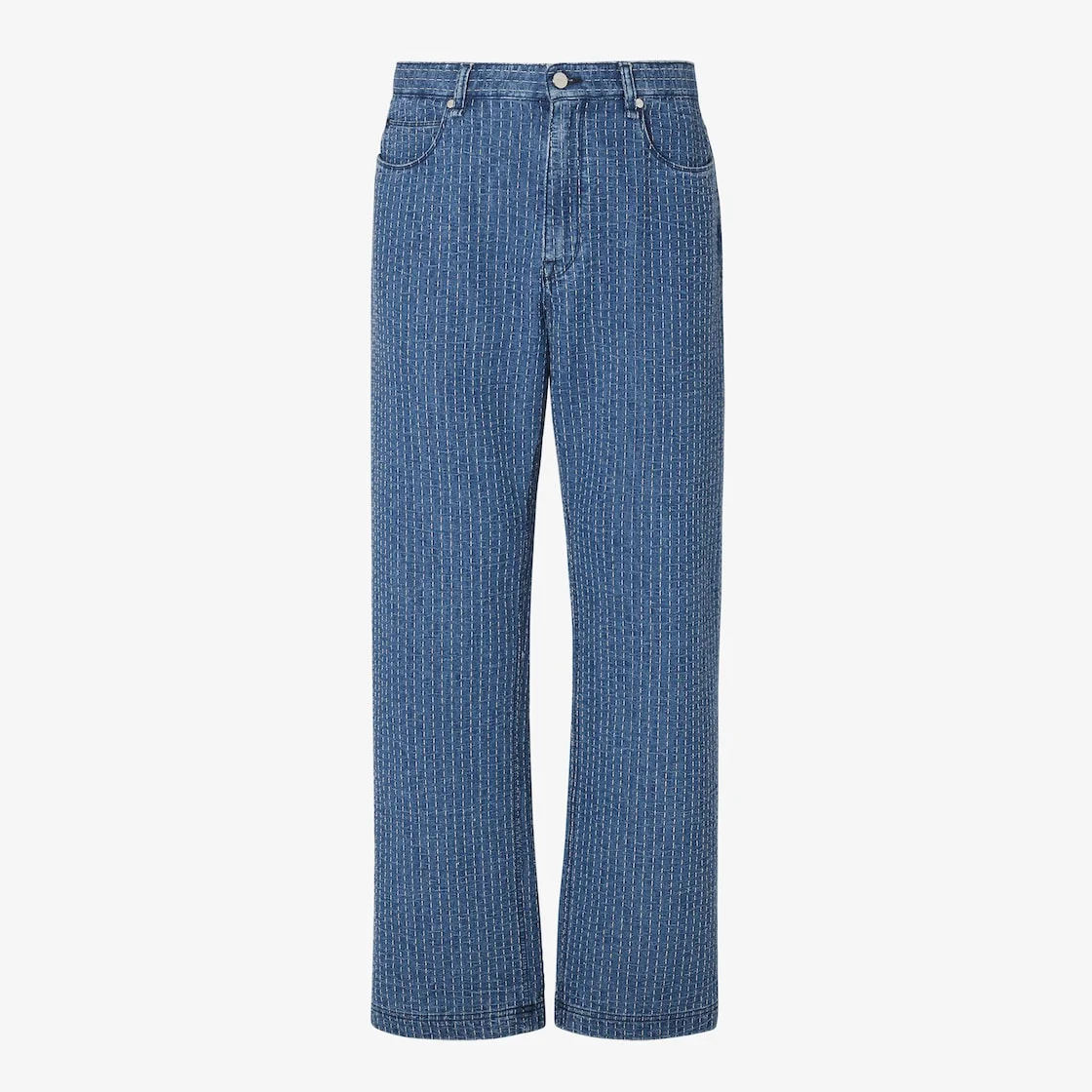 Long Jeans Indigo jeans with topstitching - 1