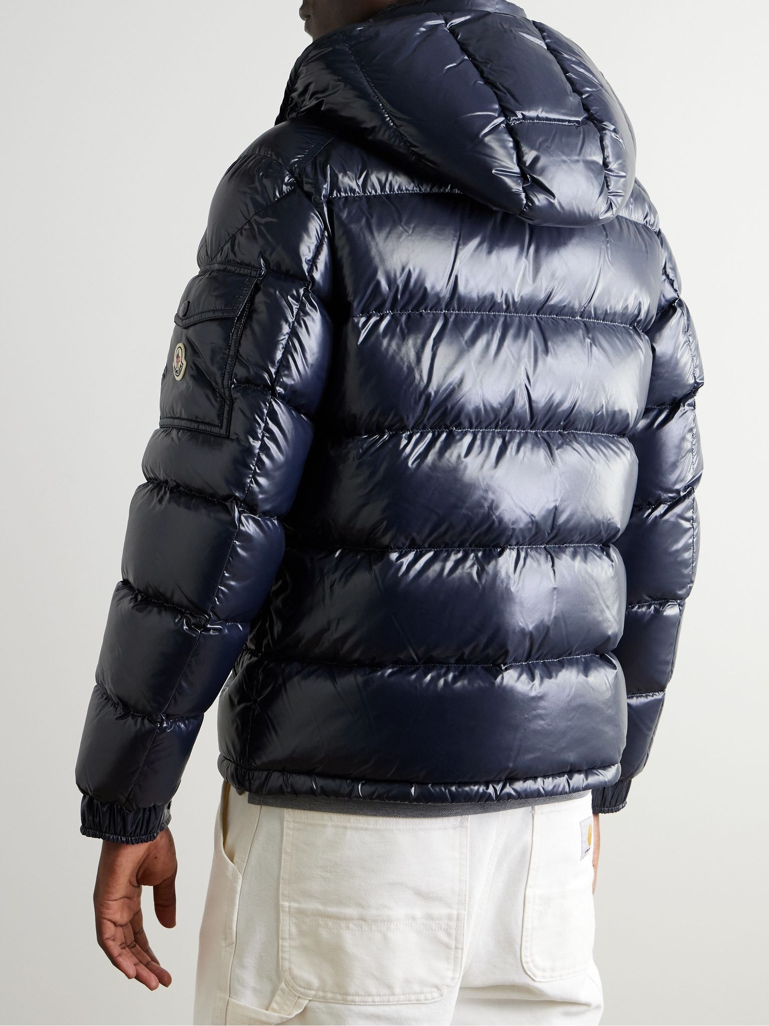 Maya Quilted Shell Hooded Down Jacket Navy - 3