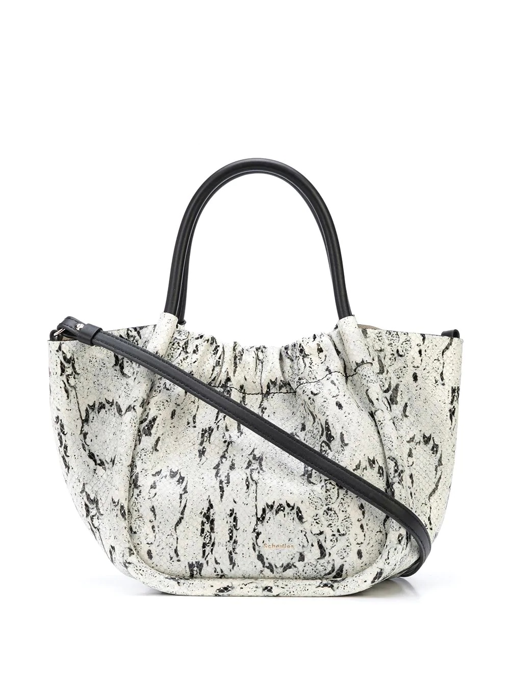 small snake-effect ruched tote bag - 1