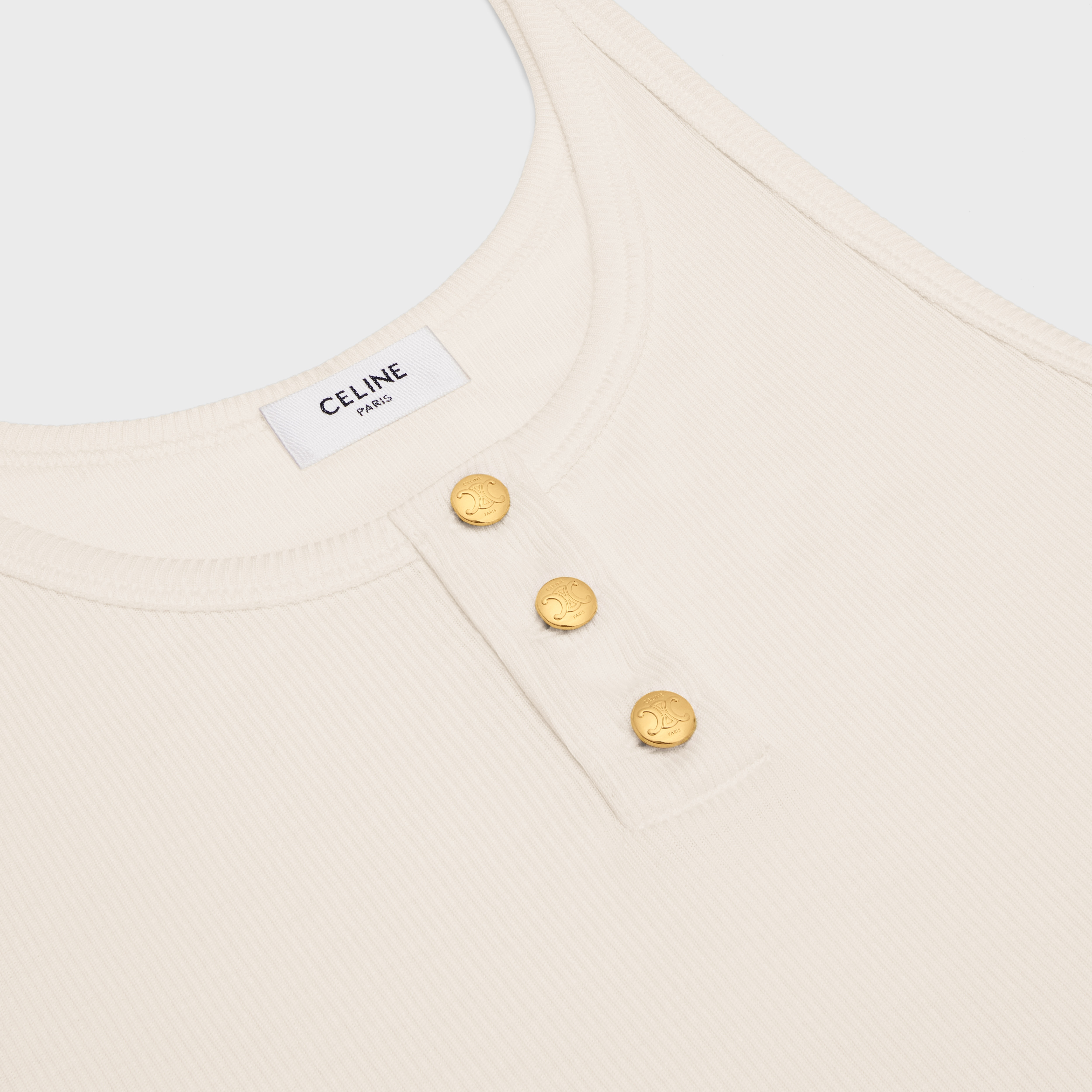 Buttoned tank top in ribbed silk jersey - 3