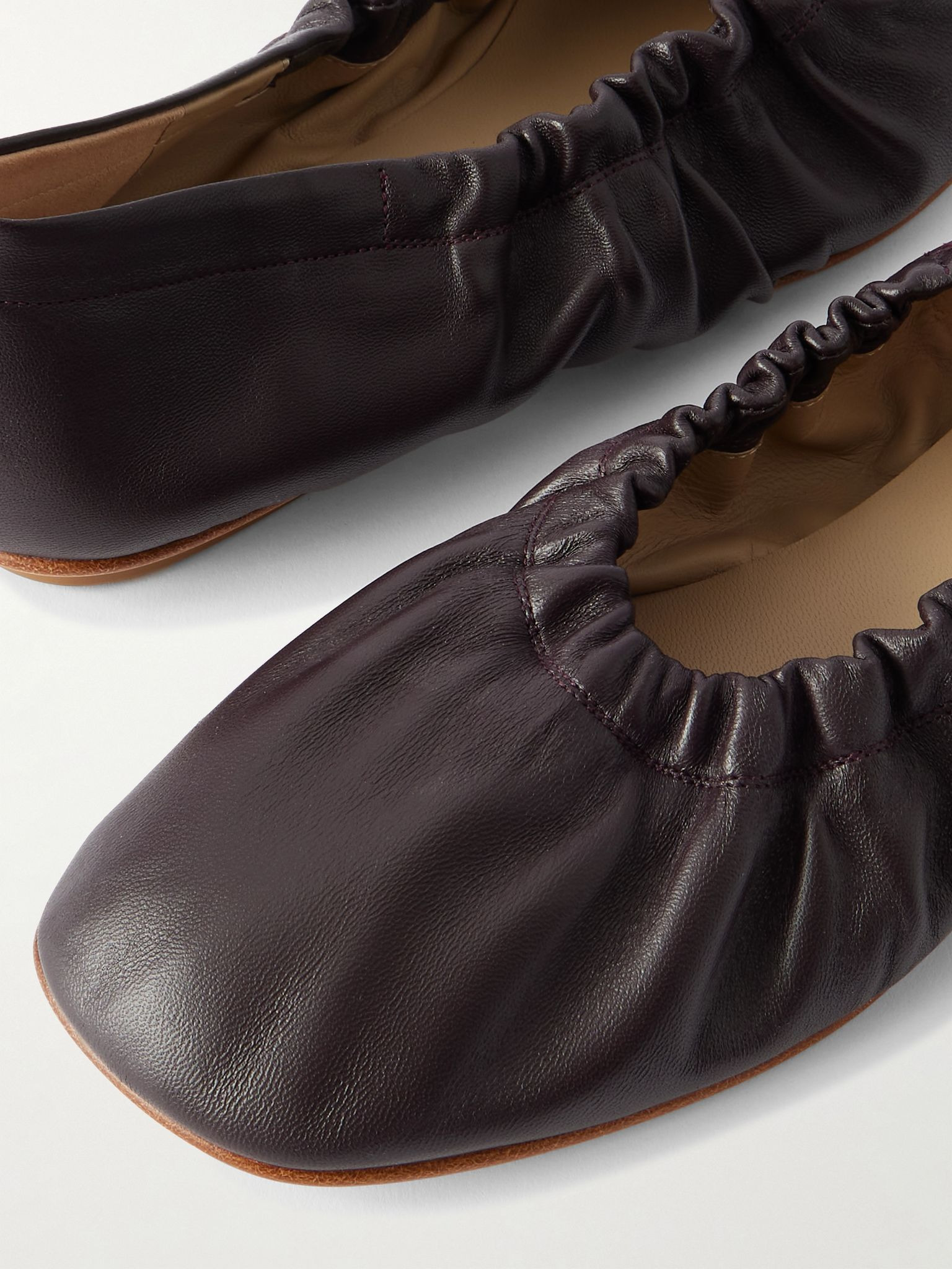 Mica gathered leather ballet flats Plum - 4