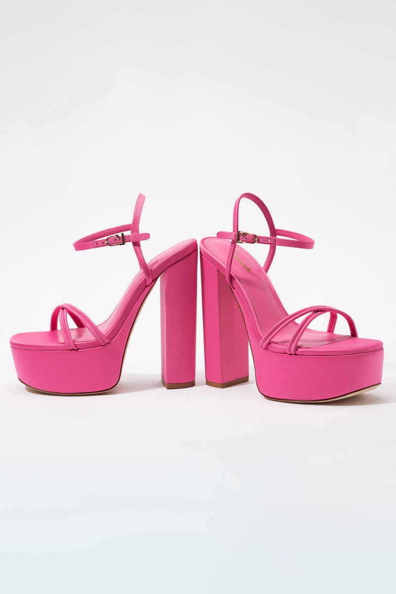 Annie Platform Sandal In Pink Satin 4