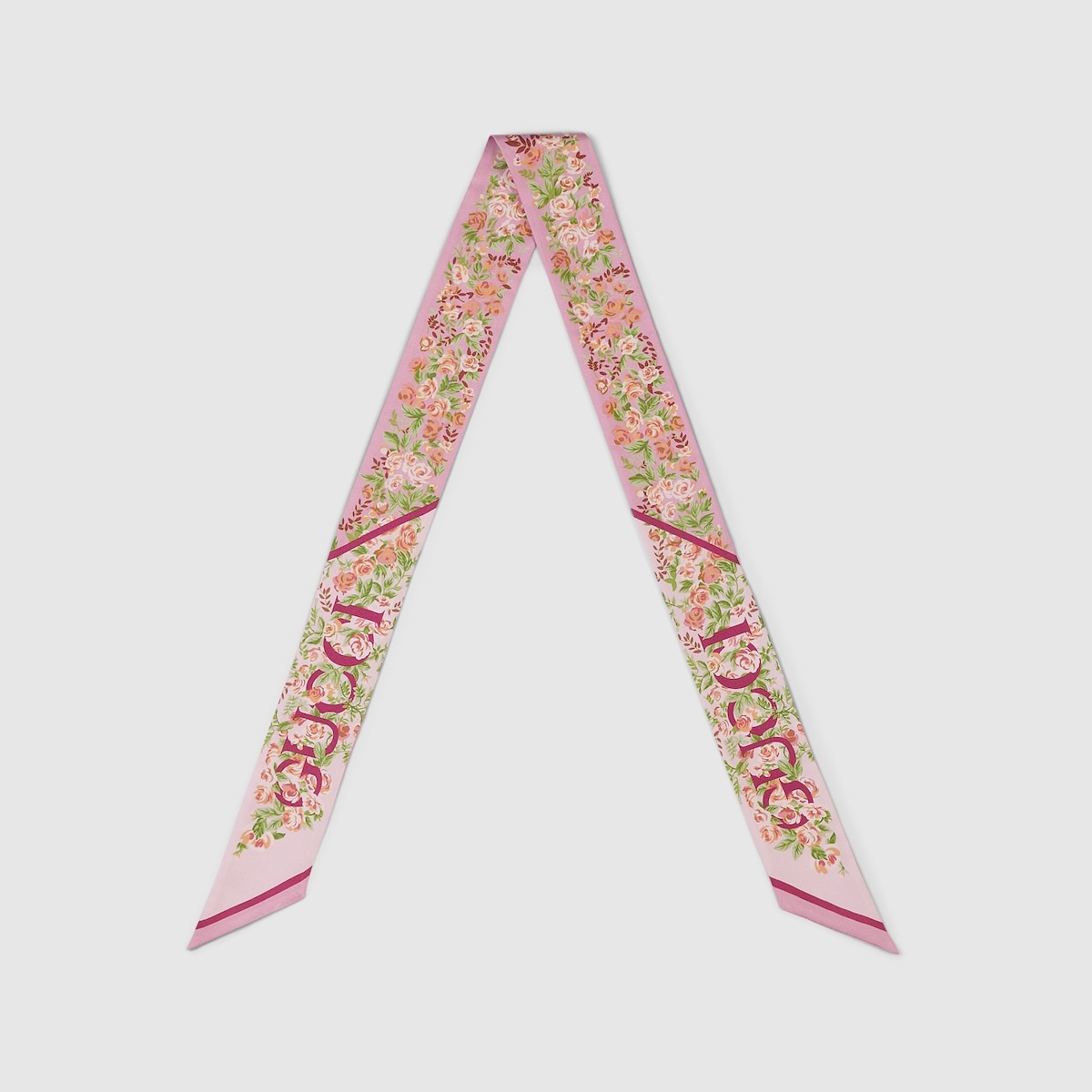 Gucci floral print silk neck bow - 2