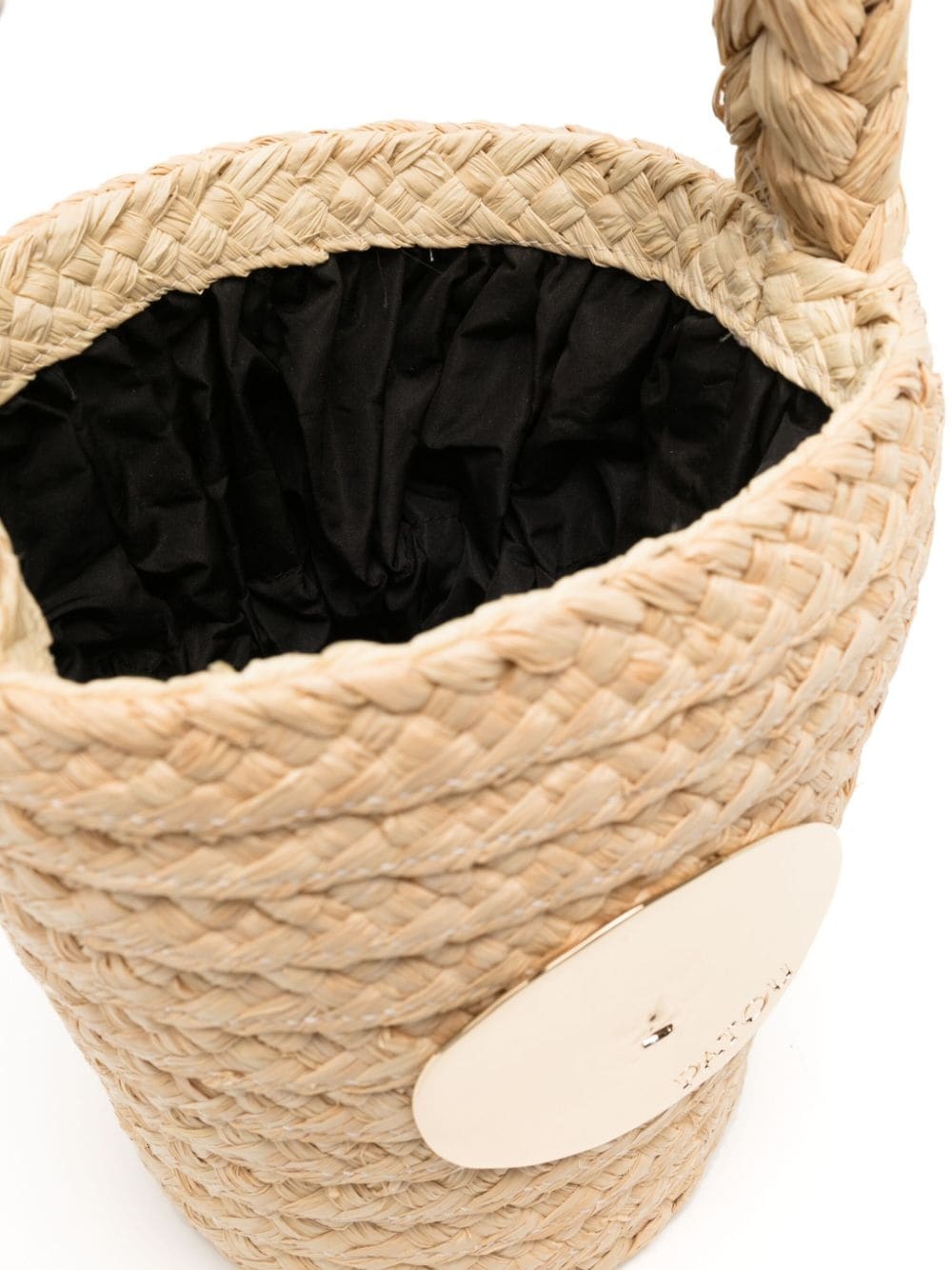 plaque-detail raffia bucket bag - 5